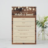 Papier Conseil pour le jeu de douche rustique de mariée e (Debout devant)