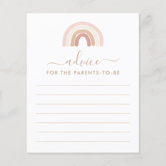 Papier Conseil pour les parents Baby shower arc-en-ciel r (Devant)