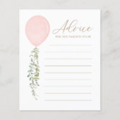 Papier Conseil pour les parents Baby shower de ballon ros (Devant)