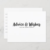 Papier Conseil & souhaits Mariage moderne douche Fiançail (Devant / Derrière)