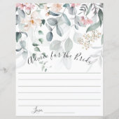 Papier Conseil vert rose floral pour la mariée (Devant)