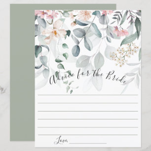 Papier Conseil vert rose floral pour la mariée