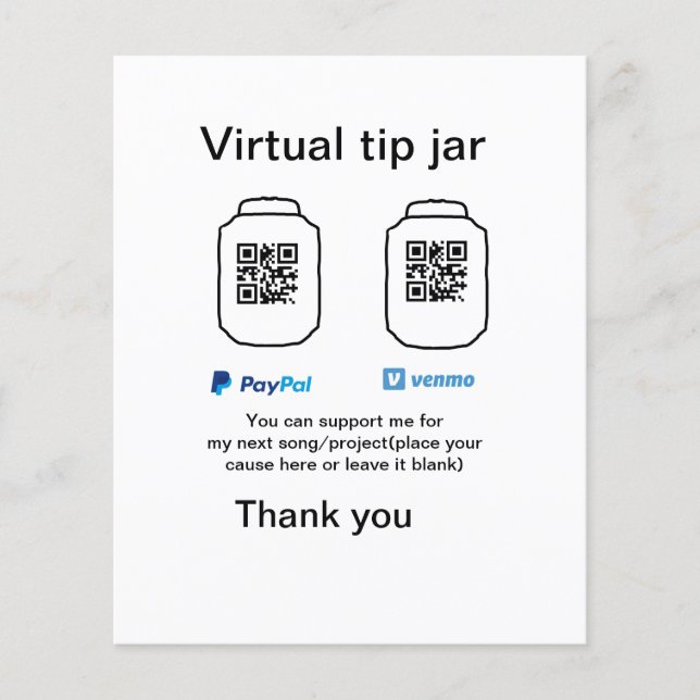Papier Conseil virtuel jar q r code argent don PayPal ven (Devant)