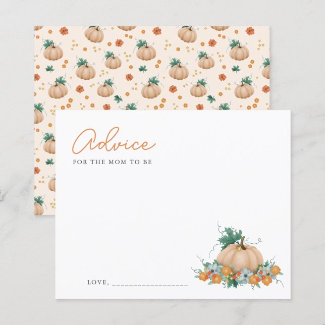 Papier Conseille À Maman D'Être Baby shower Citrouille (Devant / Derrière)