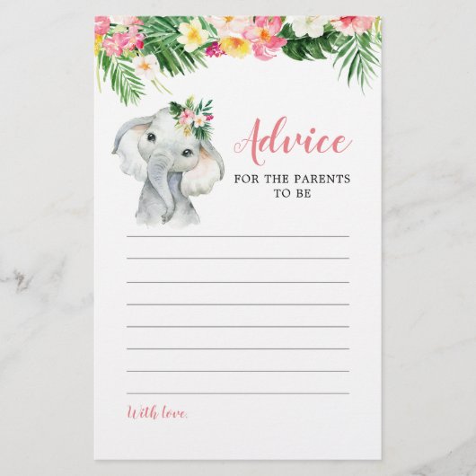 Papier Conseils aux filles des éléphants tropicaux pour l (Devant)