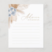 Papier Conseils aux parents Boho Pampas Baby shower en he (Devant)