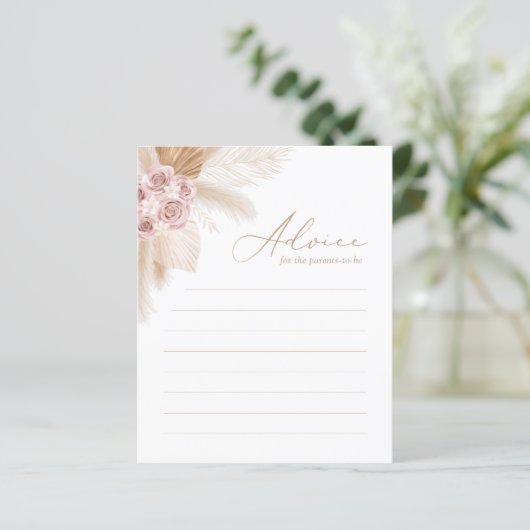 Papier Conseils aux parents Boho Pampas Baby shower en he (Debout devant)