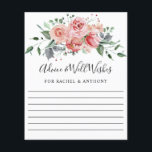 Papier Conseils & Bien Souhaits Rose rose rose rose pâle<br><div class="desc">Elégante rose rose rose aquarelle bouquet floral carte conseil mariage</div>