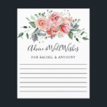 Papier Conseils & Bien Souhaits Rose rose rose rose pâle<br><div class="desc">Elégante rose rose rose aquarelle bouquet floral carte conseil mariage</div>