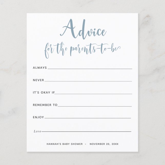 Papier Conseils de Baby Bash pour les futurs parents (Devant)