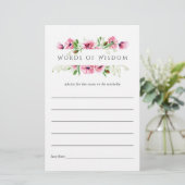 Papier Conseils de Baby Shower aquarelle poppies roses (Debout devant)