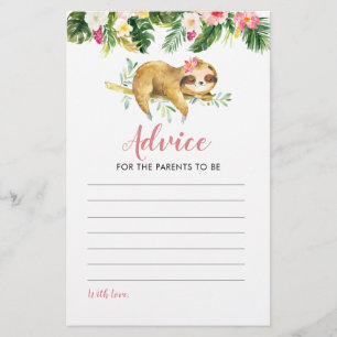 Papier Conseils de Baby shower pour filles tropicales pou