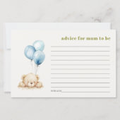 Papier Conseils de ballon d'ours bleu pour la fête prénat (Devant)