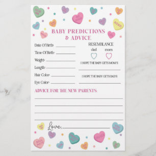 Papier Conseils de bonbons pour Baby shower Game