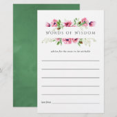 Papier Conseils de douche de mariage aux coquelicots rose (Devant / Derrière)