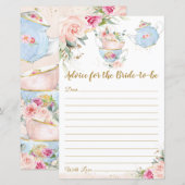 Papier Conseils de fête de douche de mariée pour la futur (Devant / Derrière)