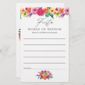 Papier Conseils de Fête de Fiançailles Florale Aquarelle (Devant / Derrière)