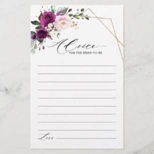 Papier Conseils de Fête des mariées sur les roses roses v