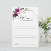 Papier Conseils de Fête des mariées sur les roses roses v (Debout devant)