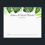 Papier Conseils de Fête des mariées tropicale Bonne volon<br><div class="desc">Tropical Jungle thème Monstera ou Palm feuille douche nuptiale "Conseils et bien-aimé". Conçu et illustré avec amour par Kristine Lee Designs www.kristineleedesigns.com</div>