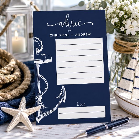 Papier Conseils de mariage d'ancre nautique Navy