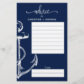 Papier Conseils de mariage d'ancre nautique Navy (Devant)