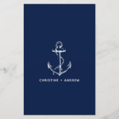 Papier Conseils de mariage d'ancre nautique Navy (Dos)