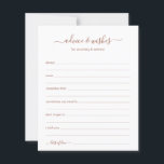 Papier Conseils de mariage et vœux Terracotta<br><div class="desc">Ces feuilles de conseils et vœux simples, en terracotta et blanc, modernes, minimalistes, écriture manuscrite sont parfaites pour que les invités de la douche nuptiale, du dîner de répétition ou du mariage les remplissent pour le couple heureux. Les gens adoreront les invites - elles rendent si facile de laisser des...</div>