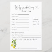 Papier Conseils de prédictions pour une baby shower au ci (Devant)