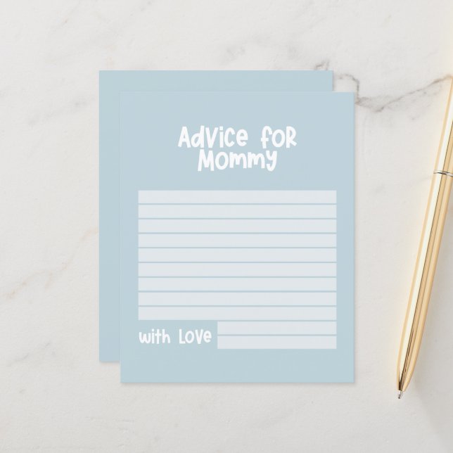 Papier Conseils de shower pour maman moderne bébé bleu (Devant/Arrière en situation)