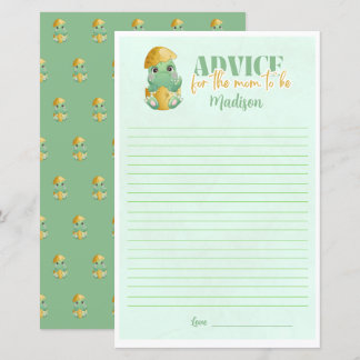 Papier Conseils Dino personnalisés pour Maman Baby shower