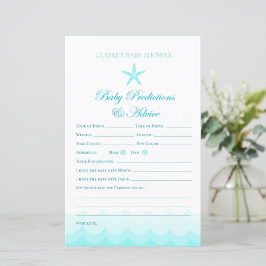 Papier Conseils et prédiction pour bébé - Jeu de Baby sho (Debout devant)