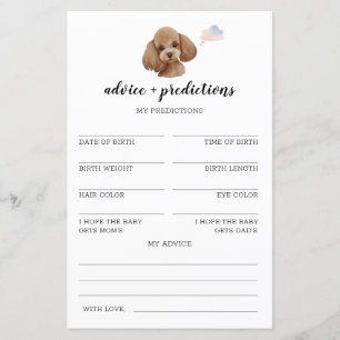 Papier Conseils et prédictions Poodle Toy Baby shower Jeu