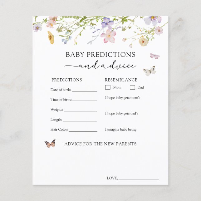 Papier Conseils et prédictions pour bébé papillon fleur s (Devant)