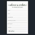 Papier Conseils et souhaits<br><div class="desc">Ces draps simples, verts et blancs, modernes, minimes, manuscrits Conseils & Voisins sont parfaits pour avoir une douche nuptiale, un dîner de répétition ou des invités mariages pour le couple heureux. Les gens vont adorer avoir les invites - ils rendent si facile de laisser des mots d'amour de conseils et...</div>