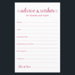 Papier Conseils et souhaits<br><div class="desc">Ces draps simples, roses et blancs, modernes, minimes, écrits à la main Conseils & Voisins sont parfaits pour avoir une douche nuptiale, un dîner de répétition ou des invités mariages remplissent pour le couple heureux. Les gens vont adorer avoir les invites - ils rendent si facile de laisser des mots...</div>
