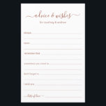 Papier Conseils et souhaits<br><div class="desc">Ces draps simples, en terre cuite et blanc, modernes, minimes, manuscrits Conseils & Voisins sont parfaits pour avoir une douche nuptiale, un dîner de répétition ou des invités mariages remplissent pour le couple heureux. Les gens vont adorer avoir les invites - ils rendent si facile de laisser des mots d'amour...</div>