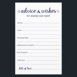 Papier Conseils et souhaits<br><div class="desc">Ces draps simples, bleu marine et blanc, modernes, minimes, manuscrits Conseils & Voisins sont parfaits pour avoir une douche nuptiale, un dîner de répétition ou des invités mariages remplissent pour le couple heureux. Les gens vont adorer avoir les invites - ils rendent si facile de laisser des mots d'amour de...</div>