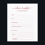 Papier Conseils et souhaits<br><div class="desc">Ces draps simples, rouges et blancs, modernes, minimes, écrits à la main Conseils & Voisins sont parfaits pour avoir une douche nuptiale, un dîner de répétition ou des invités mariages pour le couple heureux. Les gens vont adorer avoir les invites - ils rendent si facile de laisser des mots d'amour...</div>