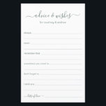 Papier Conseils et souhaits<br><div class="desc">Ces draps simples, eucalyptus vert et blanc, moderne, minimaliste, écriture manuscrite Conseils & Voisins sont parfaits pour avoir une douche nuptiale, un dîner de répétition ou des invités mariages remplissent pour le couple heureux. Les gens vont adorer avoir les invites - ils rendent si facile de laisser des mots d'amour...</div>