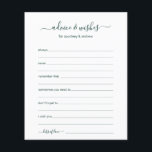 Papier Conseils et souhaits<br><div class="desc">Ces draps simples, turquoises et blancs, modernes, minimes, écrits à la main Conseils & Voisins sont parfaits pour avoir une douche nuptiale, un dîner de répétition ou des invités mariages remplir pour le couple heureux. Les gens vont adorer avoir les invites - ils rendent si facile de laisser des mots...</div>