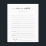 Papier Conseils et souhaits<br><div class="desc">Ces draps simples, eucalyptus vert et blanc, moderne, minimaliste, écriture manuscrite Conseils & Voisins sont parfaits pour avoir une douche nuptiale, un dîner de répétition ou des invités mariages remplissent pour le couple heureux. Les gens vont adorer avoir les invites - ils rendent si facile de laisser des mots d'amour...</div>