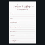 Papier Conseils et souhaits<br><div class="desc">Ces draps simples et roses d'or et de blanc, modernes, minimes, manuscrits Conseils & Voisins sont parfaits pour avoir une douche nuptiale, un dîner de répétition ou des invités mariages remplissent pour le couple heureux. Les gens vont adorer avoir les invites - ils rendent si facile de laisser des mots...</div>