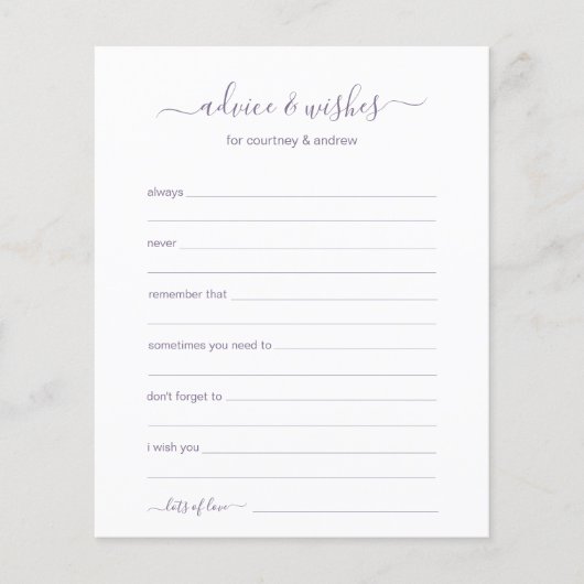 Papier Conseils et souhaits (Devant)