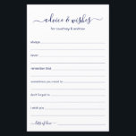 Papier Conseils et souhaits<br><div class="desc">Ces draps simples, bleu marine et blanc, modernes, minimes, manuscrits Conseils & Voisins sont parfaits pour avoir une douche nuptiale, un dîner de répétition ou des invités mariages remplissent pour le couple heureux. Les gens vont adorer avoir les invites - ils rendent si facile de laisser des mots d'amour de...</div>