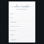 Papier Conseils et souhaits<br><div class="desc">Ces draps simples, bleu et blanc poussiéreux, modernes, minimes, manuscrits Conseils & Voisins sont parfaits pour avoir une douche nuptiale, un dîner de répétition ou des invités mariages remplissent pour le couple heureux. Les gens vont adorer avoir les invites - ils rendent si facile de laisser des mots d'amour de...</div>