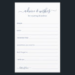 Papier Conseils et souhaits<br><div class="desc">Ces draps simples, bleu et blanc poussiéreux, modernes, minimes, manuscrits Conseils & Voisins sont parfaits pour avoir une douche nuptiale, un dîner de répétition ou des invités mariages remplissent pour le couple heureux. Les gens vont adorer avoir les invites - ils rendent si facile de laisser des mots d'amour de...</div>