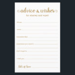 Papier Conseils et souhaits<br><div class="desc">Ces draps simples, dorés et blancs, modernes, minimes, écrits à la main Conseils & Voisins sont parfaits pour avoir une douche nuptiale, un dîner de répétition ou des invités mariages pour le couple heureux. Les gens vont adorer avoir les invites - ils rendent si facile de laisser des mots d'amour...</div>