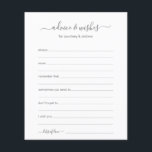 Papier Conseils et souhaits<br><div class="desc">Ces draps simples, gris et blanc, modernes, minimes, manuscrits Conseils & Voeux sont parfaits pour avoir une douche nuptiale, un dîner de répétition ou des invités mariages pour le couple heureux. Les gens vont adorer avoir les invites - ils rendent si facile de laisser des mots d'amour de conseils et...</div>