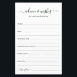 Papier Conseils et souhaits<br><div class="desc">Ces draps simples, verts et blancs, modernes, minimes, manuscrits Conseils & Voeux sont parfaits pour avoir une douche nuptiale, un dîner de répétition ou des invités mariages pour le couple heureux. Les gens vont adorer avoir les invites - ils rendent si facile de laisser des mots d'amour de conseils et...</div>